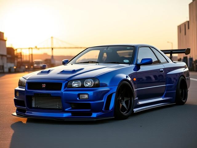 'カイジョーブルー' ペイントのニッサン スカイラインGT-R